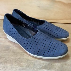 Ecco Felicia Slip On Wedge Women's Size 9.5 EU 40 Leather Suede Stretch Sandal